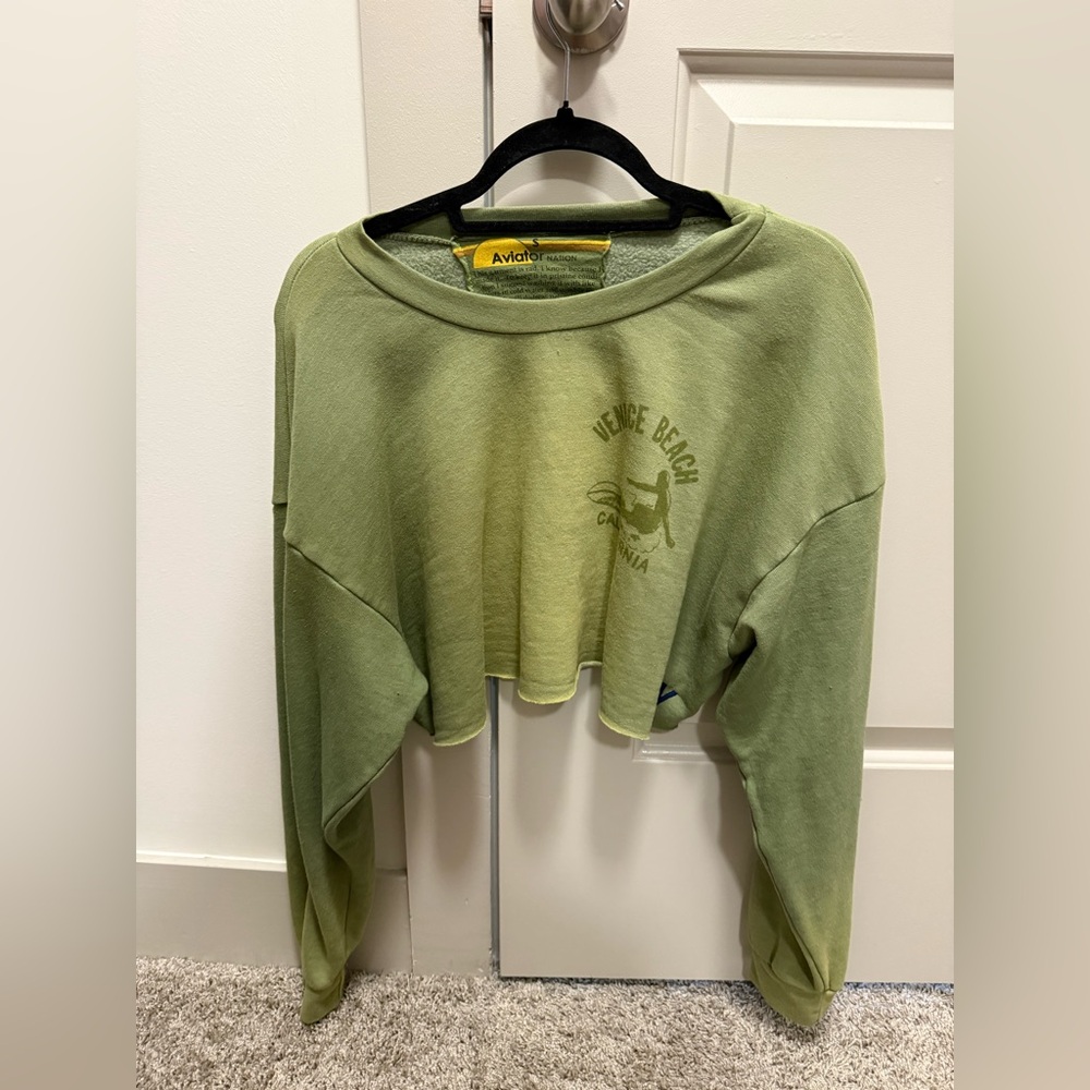 Aviator Nation Small Green Venice Beach Cropped Sweatshirt. 💚⚡️